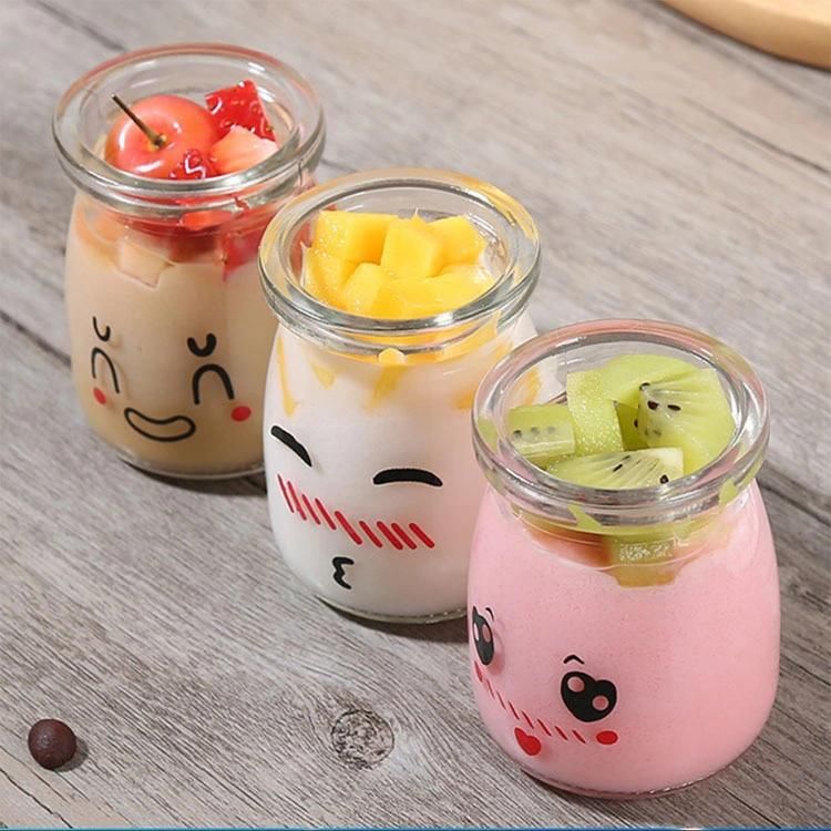 50ml 100ml 150ml 200ml Clear Pudding Jar Glass Yogurt Jar with Lid