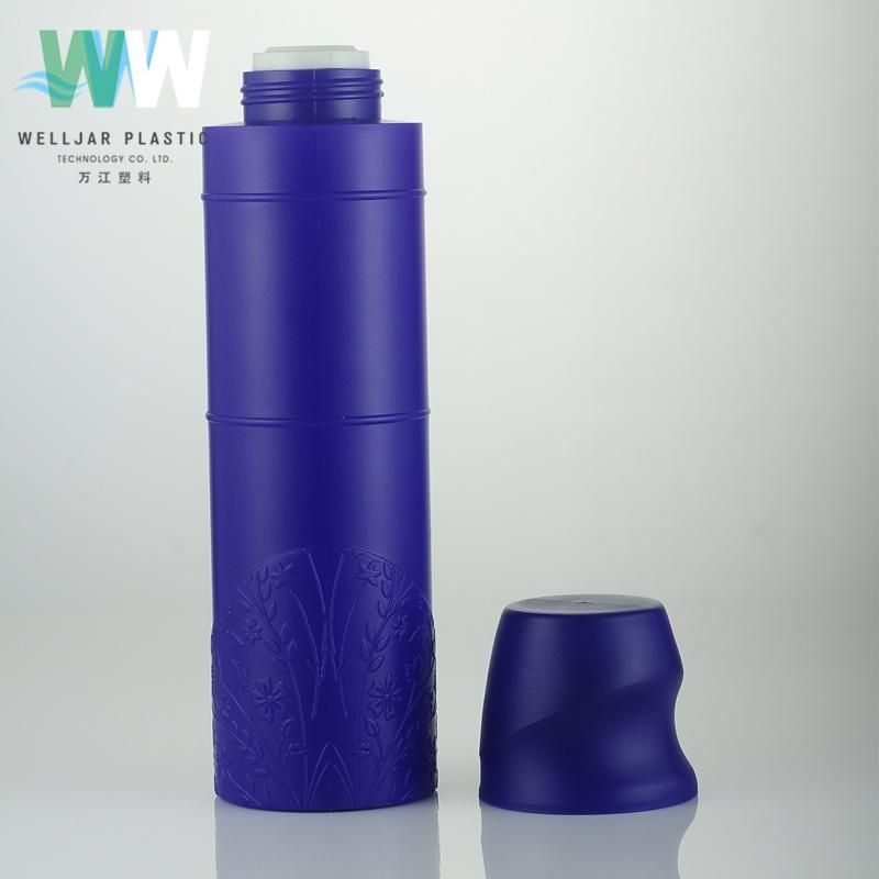 300ml Navy Blue Bottle for Powder with Plastic Leak Film