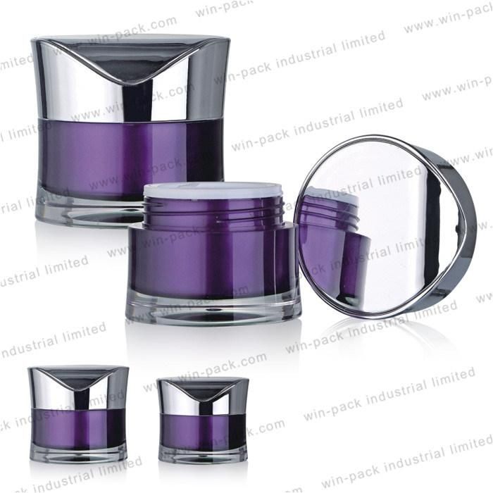 30g 50g Winpack Hot Sale Cosmetic Cream Acrylic Square Jar with Shiny Metal Cap