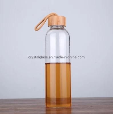 150ml 300ml 500ml Glass Water Bottles with Bamboo Cap/Loop Caps