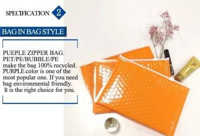 Glamorous Metallic Bubble Ziplock Bag Resealable Recycled LDPE Air Bubble Cushioned Zipper Bag