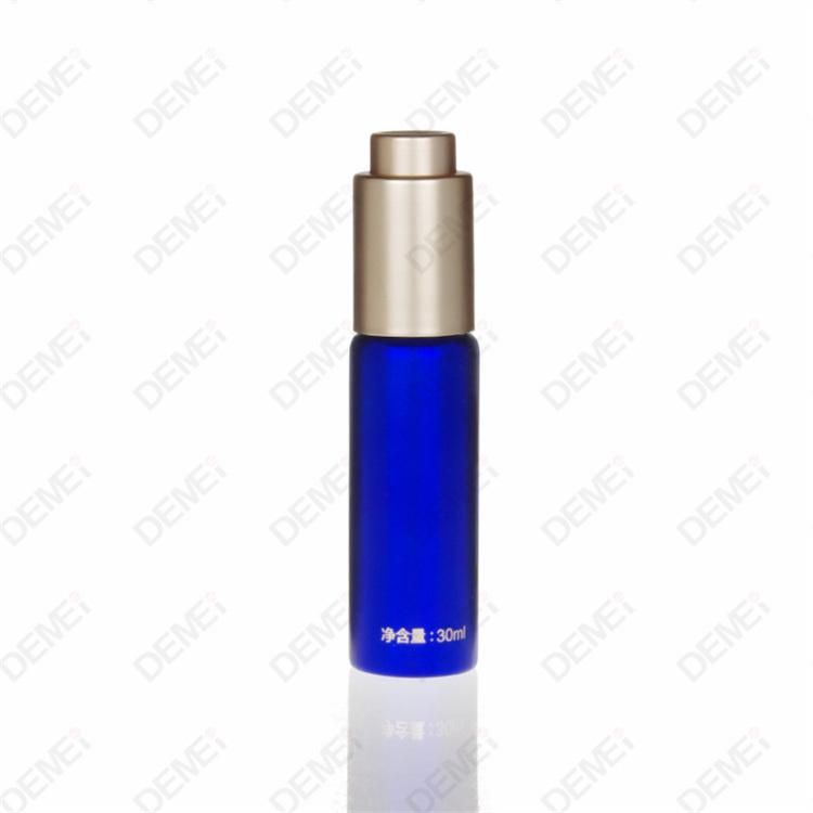 10ml-40ml Wholesale Cosmetic Packaging D27.5mm Stright Round Clear and Amber Serum Essential Oil Tube Glass Bottle with Gold Aluminum Press Button Dropper Cap