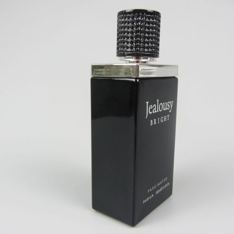 Flat Square Black Refillable Perfume Glass Bottle 100ml