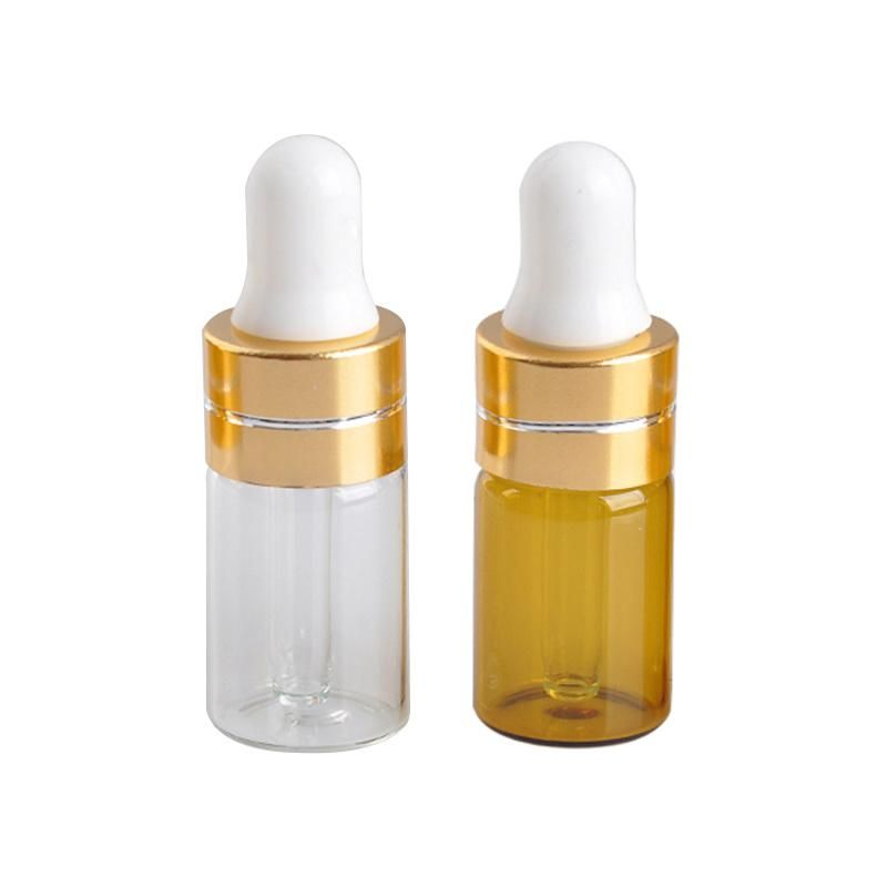 Wholesale 1PC 3ml Glass Bottle with Pure Dropper Perfume Sample Tubes for Essential Oil New Reagent Pipette Refillable Bottle