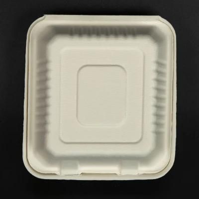 Disposable Biodegradable Sugarcane Bagasse Clamshell Box Food Packaging