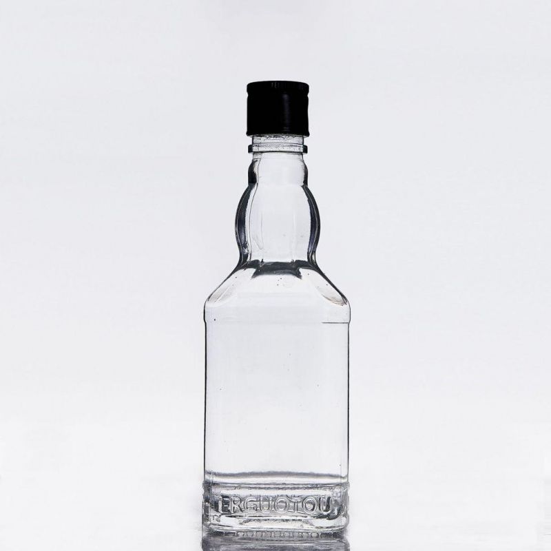 Wholesale Empty 160ml Mini Square Flint Clear Glass Bottle Wine Bottle for Whiskey Wine Vodka Beverage Soda Drink Alcohol with Screw Cap