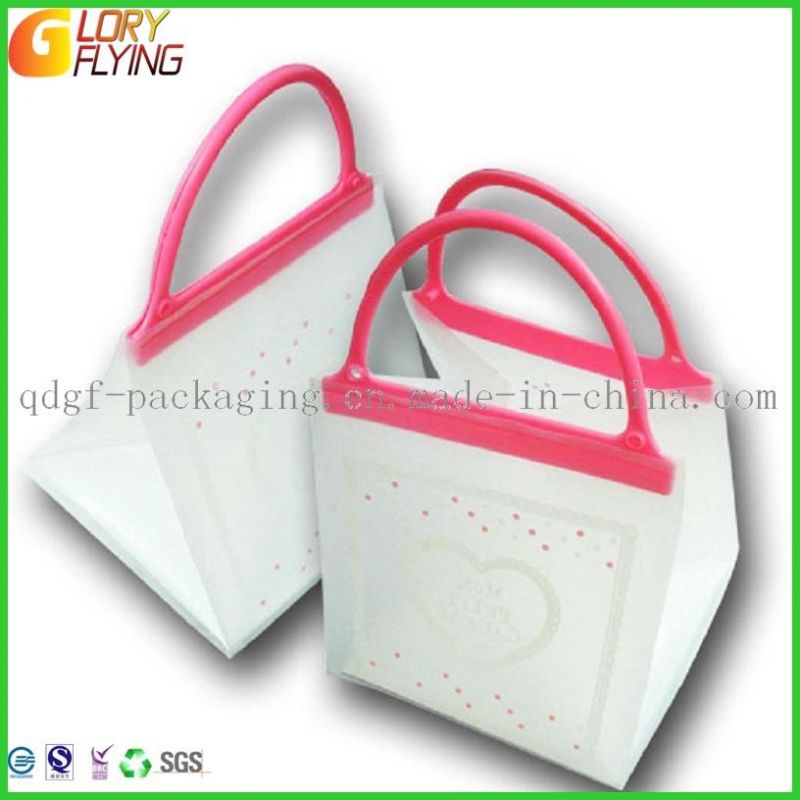 Plastic Gift Bag with Die Cut Handle/ Plastic Packaging Stand up Pouch