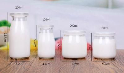 100ml 150ml 200ml Empty Clear Pudding Milk Beverage Glass Bottle with PP Cover