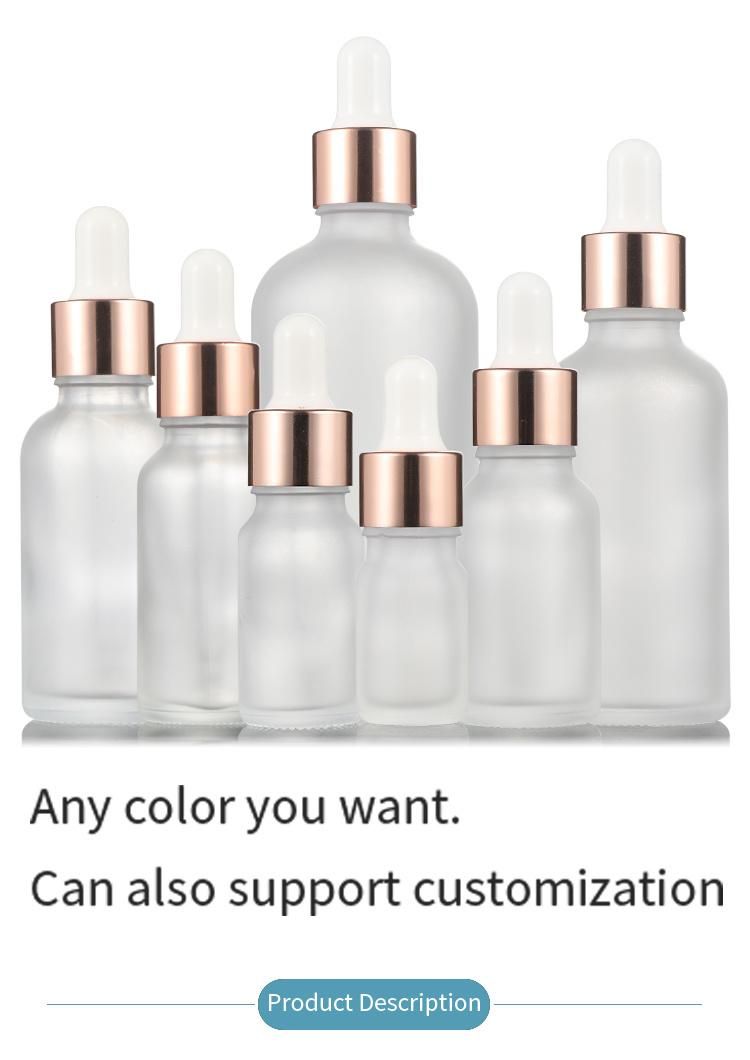 10ml 20ml 30ml 50ml 100ml Frosted Transparent Glass Dropper Bottle Glass Bottle with Rose Gold Dropper