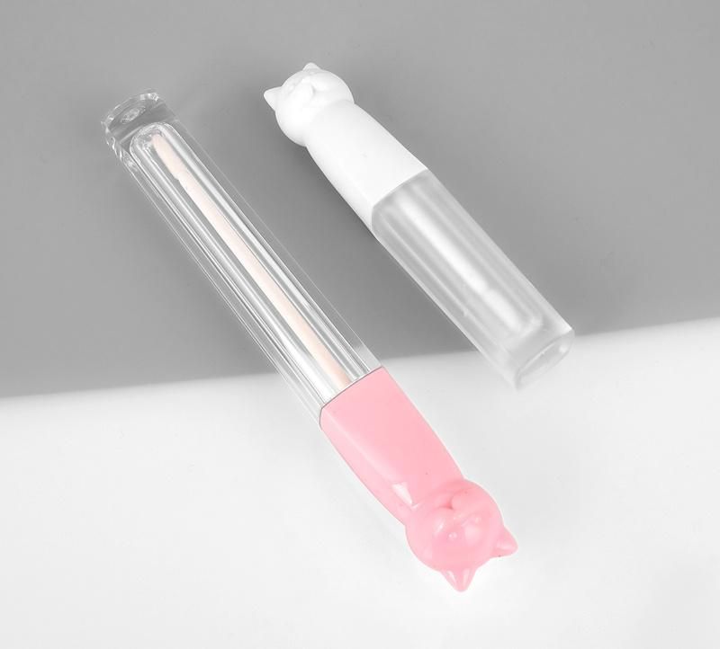 Popular Unique Pink White Lip Gloss Wand Tubes Cute Cat Shaped Empty Lipgloss Tube Packaging Private Label