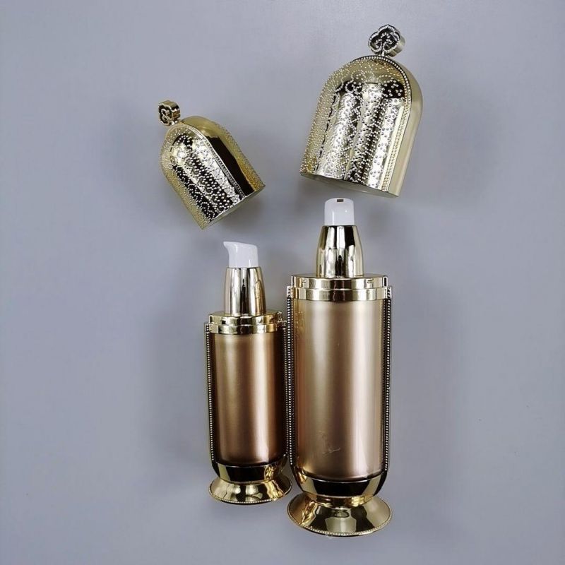 30ml 50ml 120ml Crown Gold Acrylic Emulsion Bottle Foundation Bottle