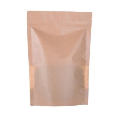 Kraft Paper Window Zipper Flat Bottom Biodegradable Pouch