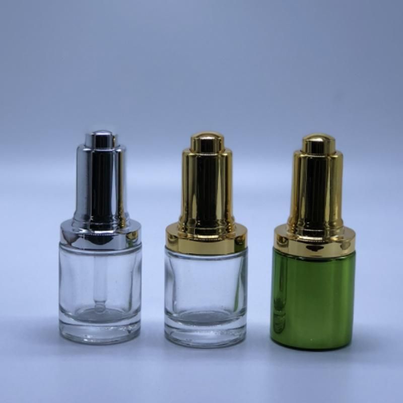 Custom 20 Ml Empty Luxury Essential Oil Flat Shoulder Clear Glass Serum Airless Push Pump Bottles