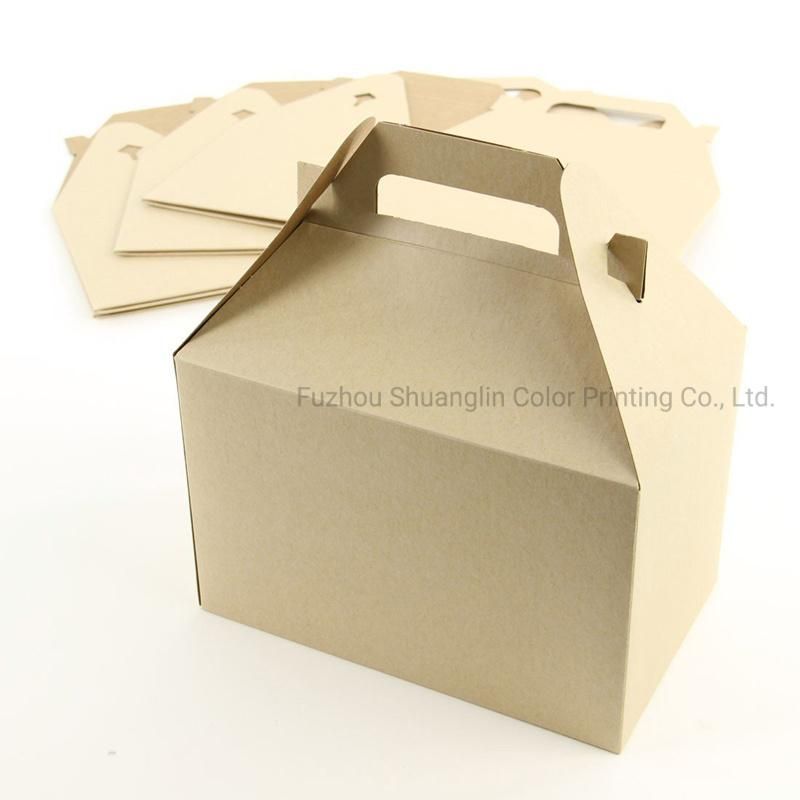 Recycle Gable Shape Brown Kraft Paper Take-out Box