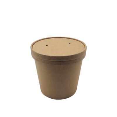 14oz Top Quality Custom Printing Eco Friendly Kraft Paper Soup Cup with Paper Lid