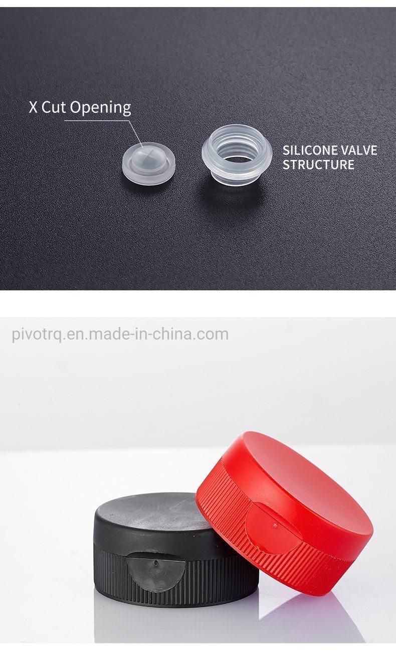 38 400 53mm Flip Lid PP Cap with Silicon Valve Control Lid