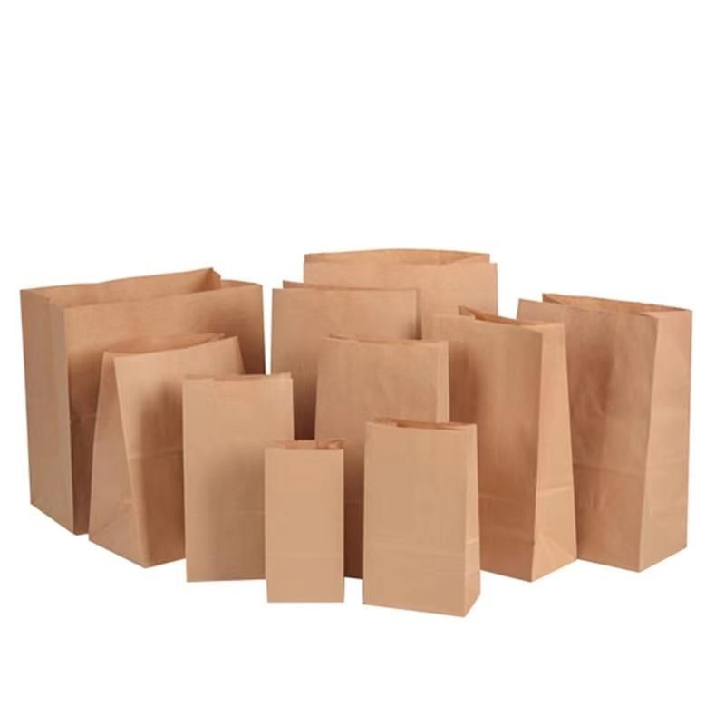 Eco-Friendly Square Bottom White Kraft Paper Bag Food Delivery Paper Packaging Bag