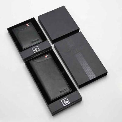 Luxury Gift Men Wallet Packaging Black Paper Cardboard Wallet Box