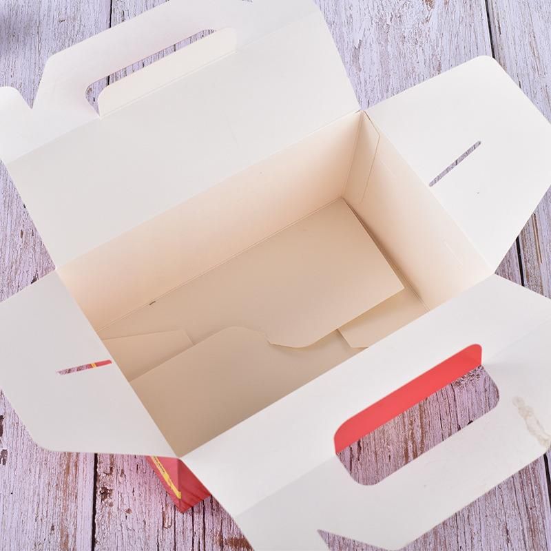Wholesale Custom Printed Gable Rectangle Coated White Paper Sweet Donut Packaging Box with Handle