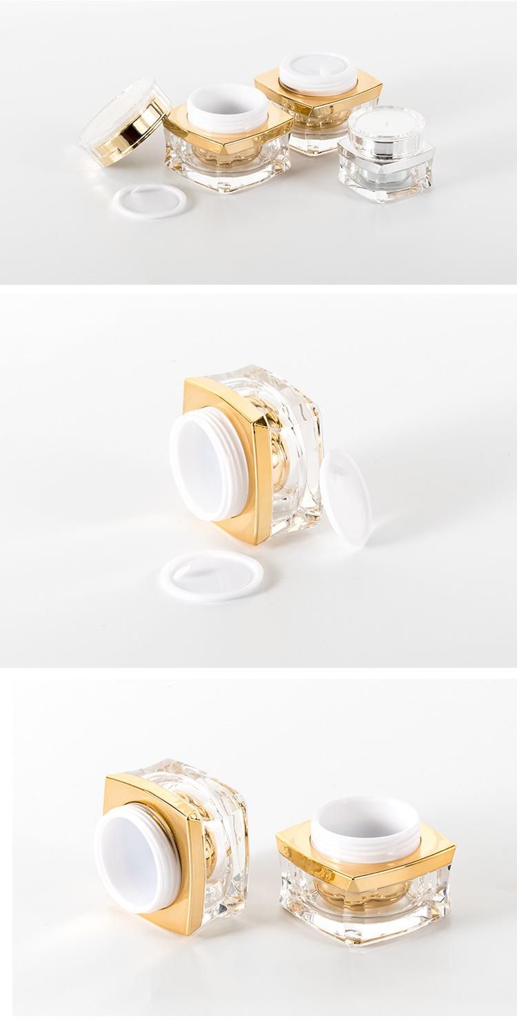 5g 10g 15g Square Acrylic Plastic Cream Jar with Screw Lid