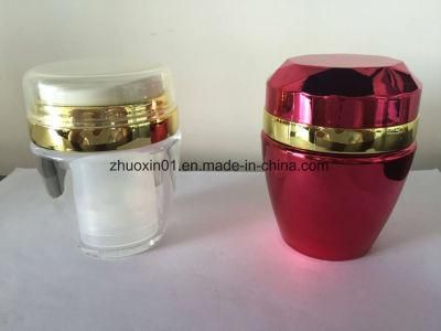 OEM Rose Acrylic Global Cream Cosmetic Jar with Golden Line