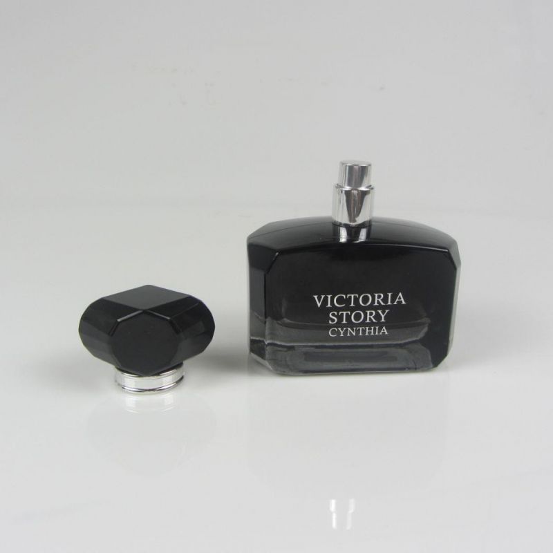 Rectangle Matte Black 100ml Refillable Glass Perfume Spray Bottle