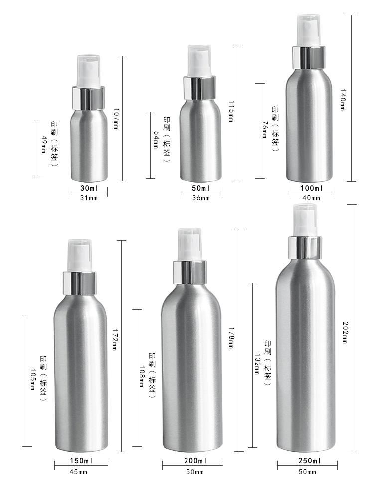 Empty 100ml 250ml 300ml 500ml Aluminum Spray Bottle for Packing Cosmetic Skin Water Hand Sanitizer