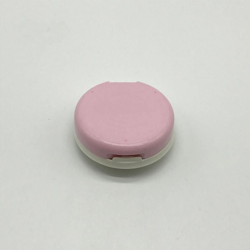 Empty White Round Custom Plastic Compact Pressed Powder Case with Mirror and Puff Holder