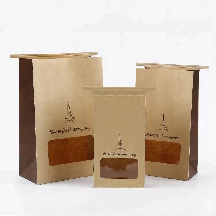 Flat Bottom Coffee Bean Tin Tie Paper Bag with Window