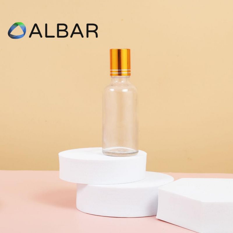 Clear Slim Round Roll on Serum Glass Bottles for Attar Skin Care with Metal Ball