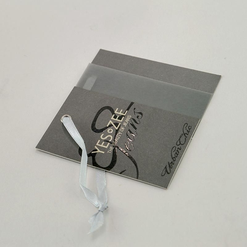 600GSM Paper Gray Logo Black Foil Custom Hang Tag