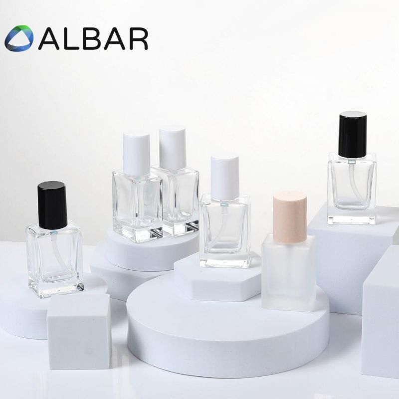 Clear or Frosted Square Rectangle Liquid Foundation Glass Packing Bottles for Cosmetics