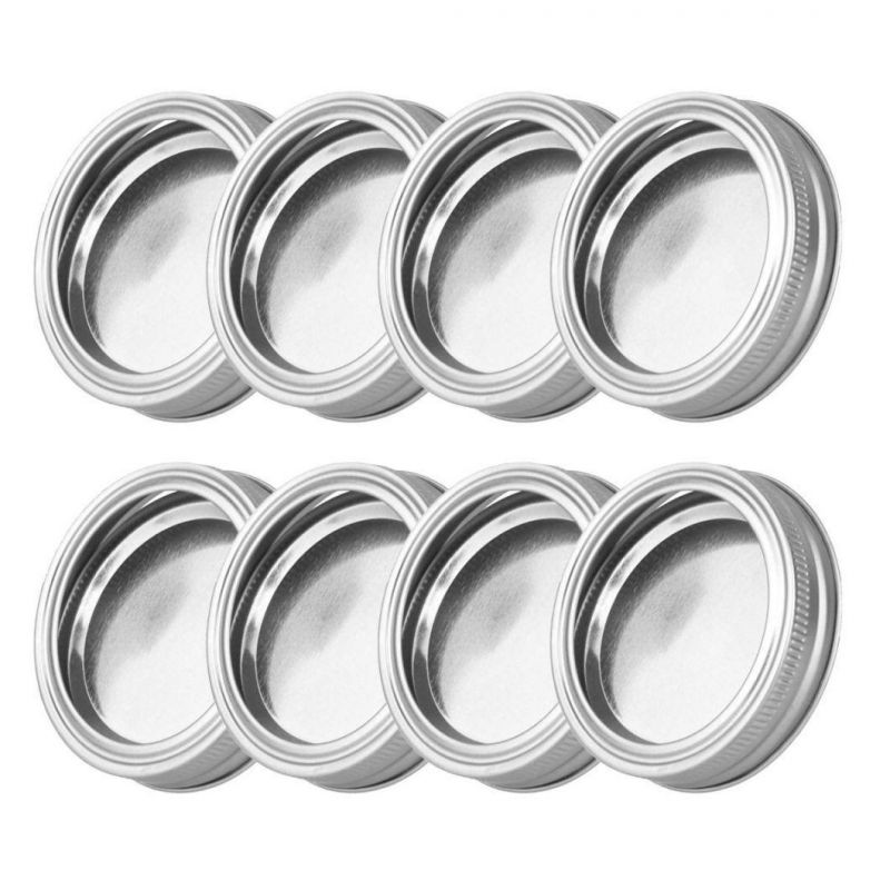 Custom Logo Regular Mouth 70mm Mason Jar Canning Lids, Reusable Leak Proof Split-Type Silver Lids with Silicone Seals Rings