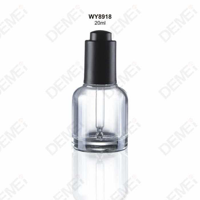 20 30ml Cosmetic Packaging Round Shoulder Fat Glass Dropper Bottles with Gold Press Button Pipette Dropper Cap