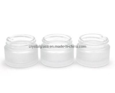 30ml 1oz Frosted Cosmetic Glass Jar with Golden or Silver Caps