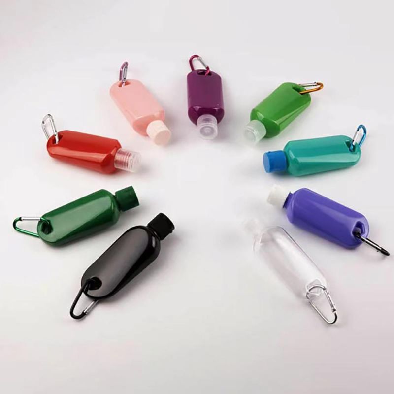 Wholesale 30ml 50ml 60ml Plastic Spray Hook Sanitizer Bottle with Hook Keychain