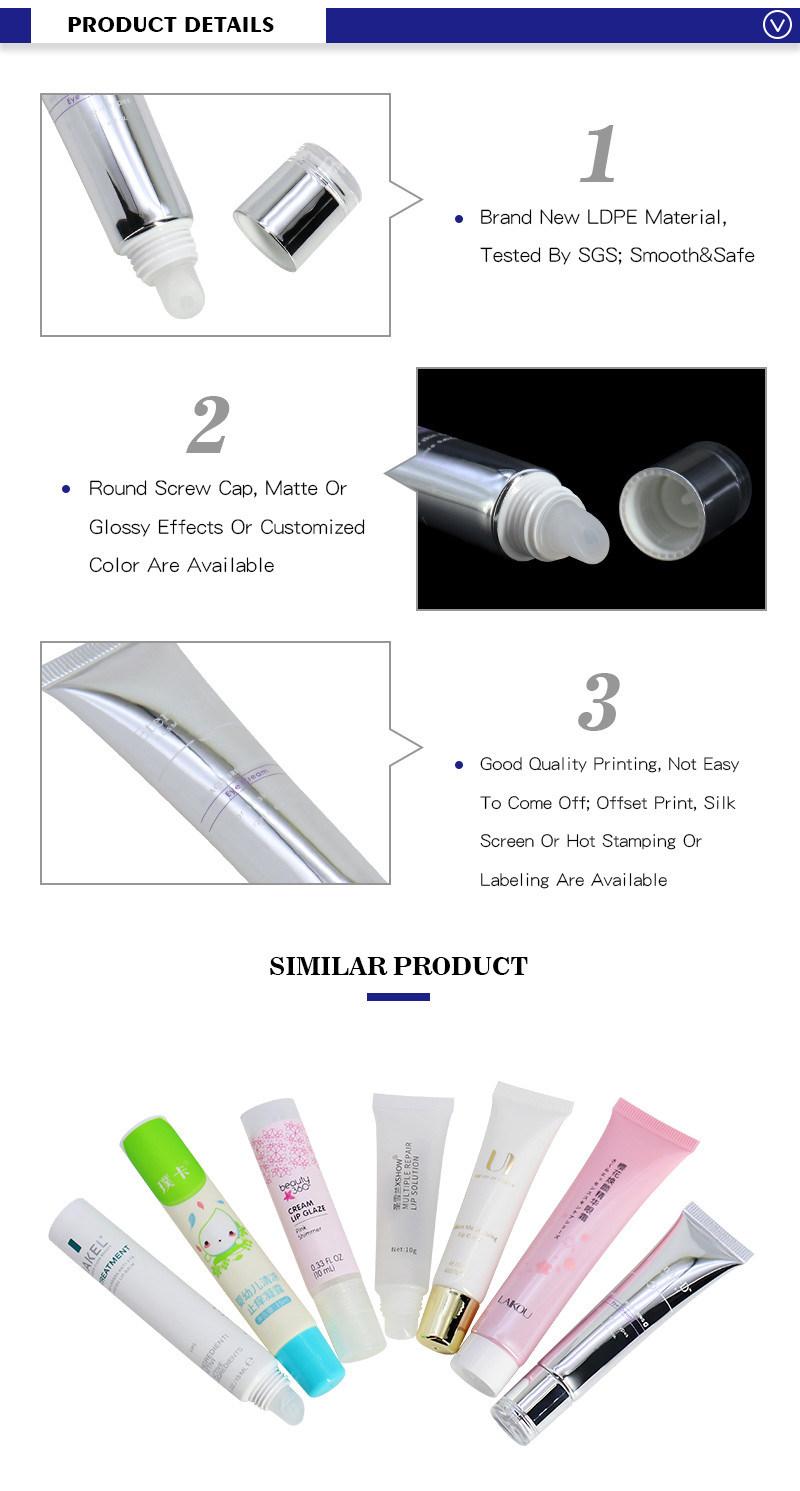Private Label Wholesale 12ml Silver Laminated Lip Gloss Soft Tube