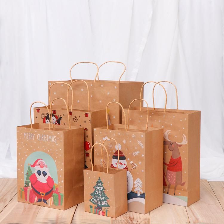 Disposable Kraft Paper Food Packaging Bags for Shopping Gift