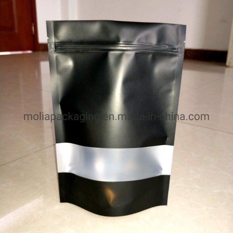 Eco-Friendly Coffee Bean Tea Pet Food Packaging Stand up Pouch 100% Compostable Biodegradable Natural PLA Film Black Color Nutrition Powder Packing Bag