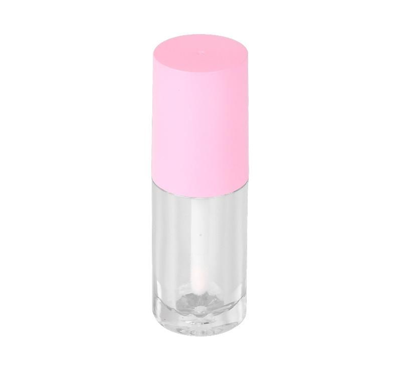 Portable 3ml Cute Pink Top Transparent Tubes Clear Plastic Lip Gloss Packaging Lip Gloss Tubes Pink Lip Gloss Tube with Pink Wands