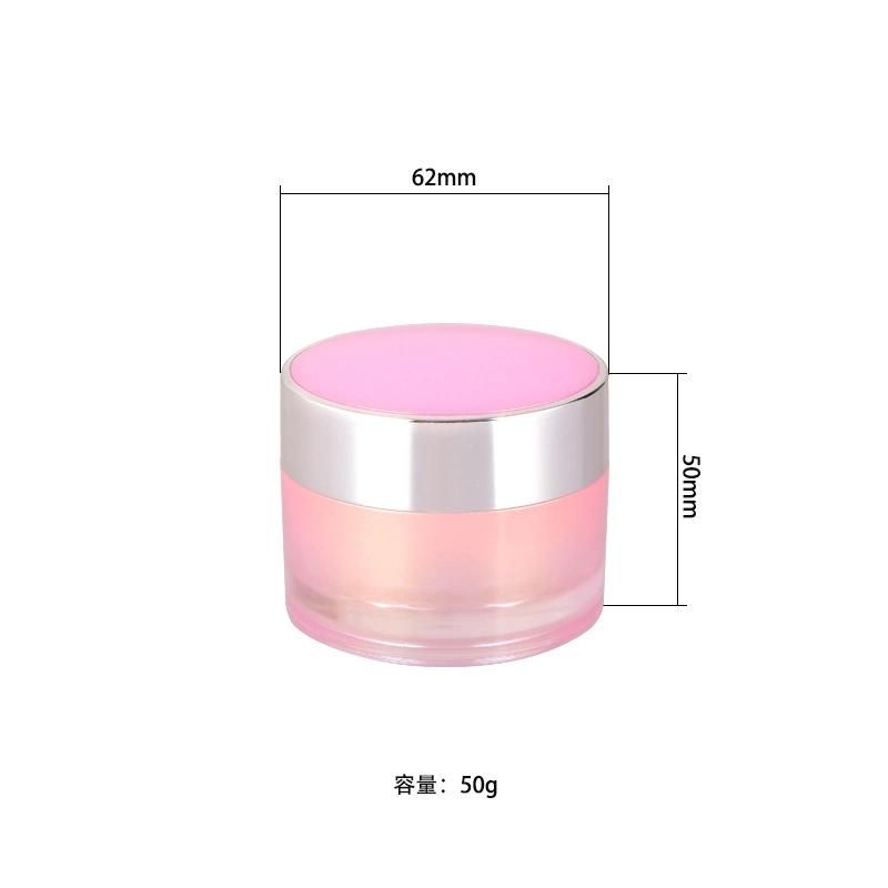 2021 Popular Unique Pink 50g Cosmetic Jar Cream Jar Plastic Jar Acrylic Jar for Cosmetic Packaging