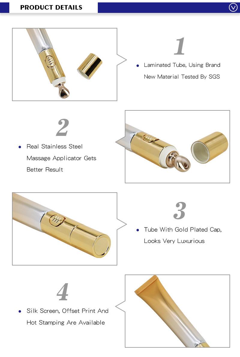 Wholesale Cosmetic Packaging Gold Electric Laminated Massage Eye Cream Tube 15ml 20ml