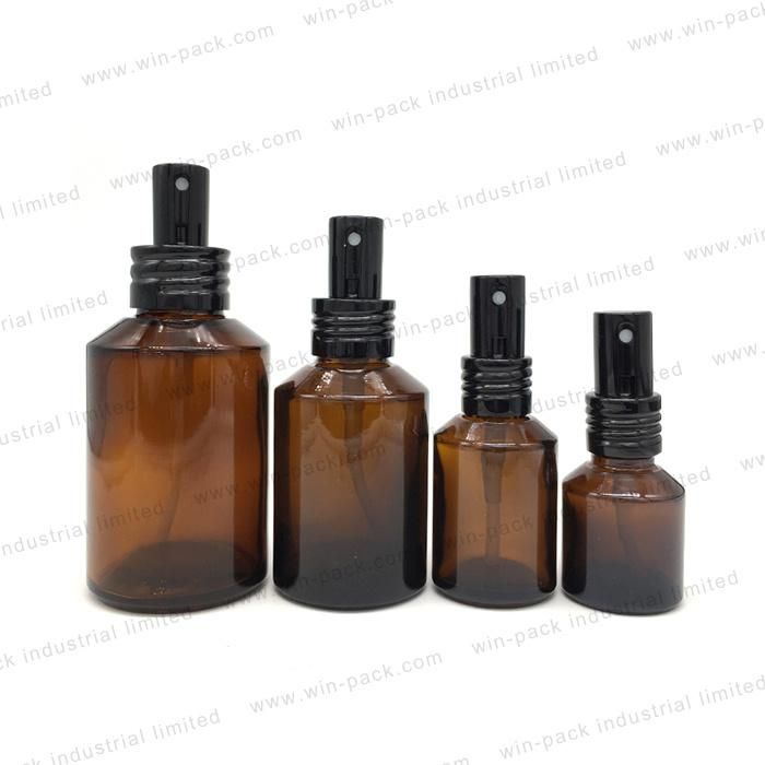 30ml 60ml 100ml 120ml 20ml Amber Slant Shoulder Glass Bottle with Aluminum Lotion Pump