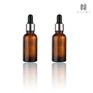 30ml Glass Essential Oil Bottle Silver Aluminum Cap Dropper Essential Oil Bottle for Skin Care Products