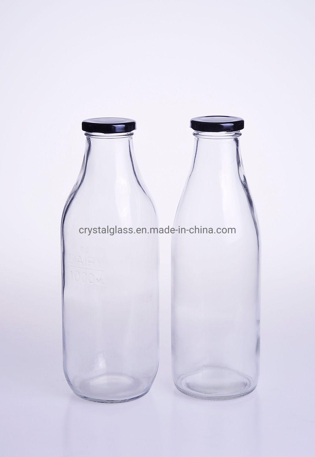 Recycled Glass Milk Bottle with Tinplate Lid