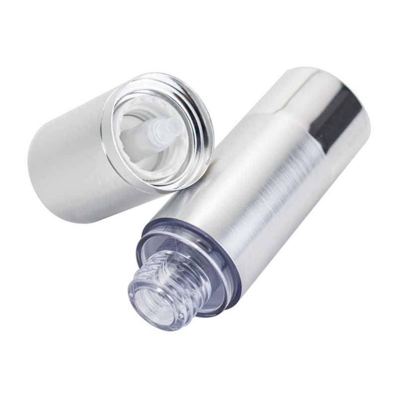 Chinese Supplier Luxury Silver Plastic 10ml 15ml 20ml 30ml 50ml 80ml 100ml 120ml Aluminum Round Cosmetic Skincare Packaging Lotion Spray Pump Airless Bottle