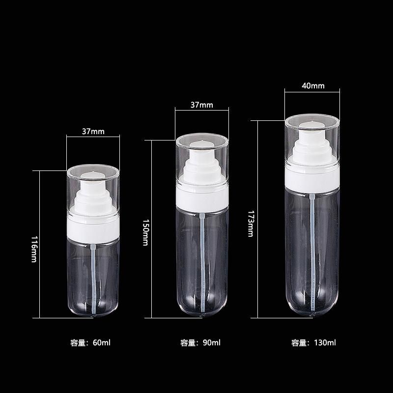 Factory Supply Lotion Bottle Pet Plastic Portable Cosmetic Clear 60ml 90ml 130ml Transparent Plastic Bottle