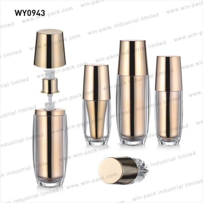 30ml 50ml 100ml Gold Color Cosmetic Packaging Eco Acrylic Dispenser Bottle