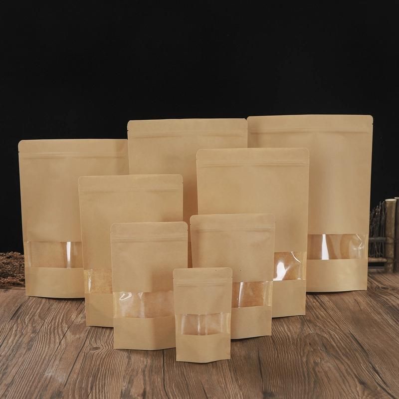 Brown Kraft Paper Bag Doypack Pouches for Tea Kraft Paper Bag