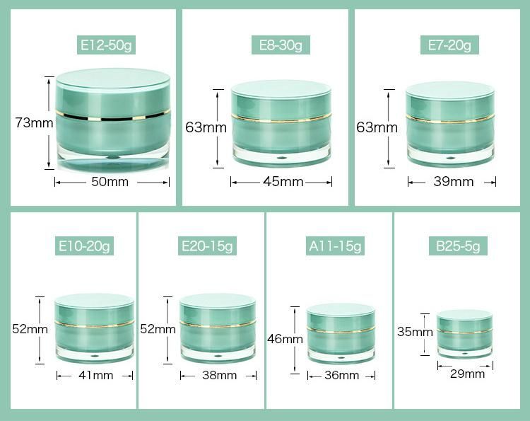 in Stock Cosmetic Container Eempty 5g Green Acrylic Cream Jar Lip Balm Jar for Skin Care